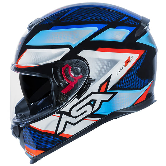 Capacete ASX Eagle SV Fast Brilho Preto/Azul/Vermelho