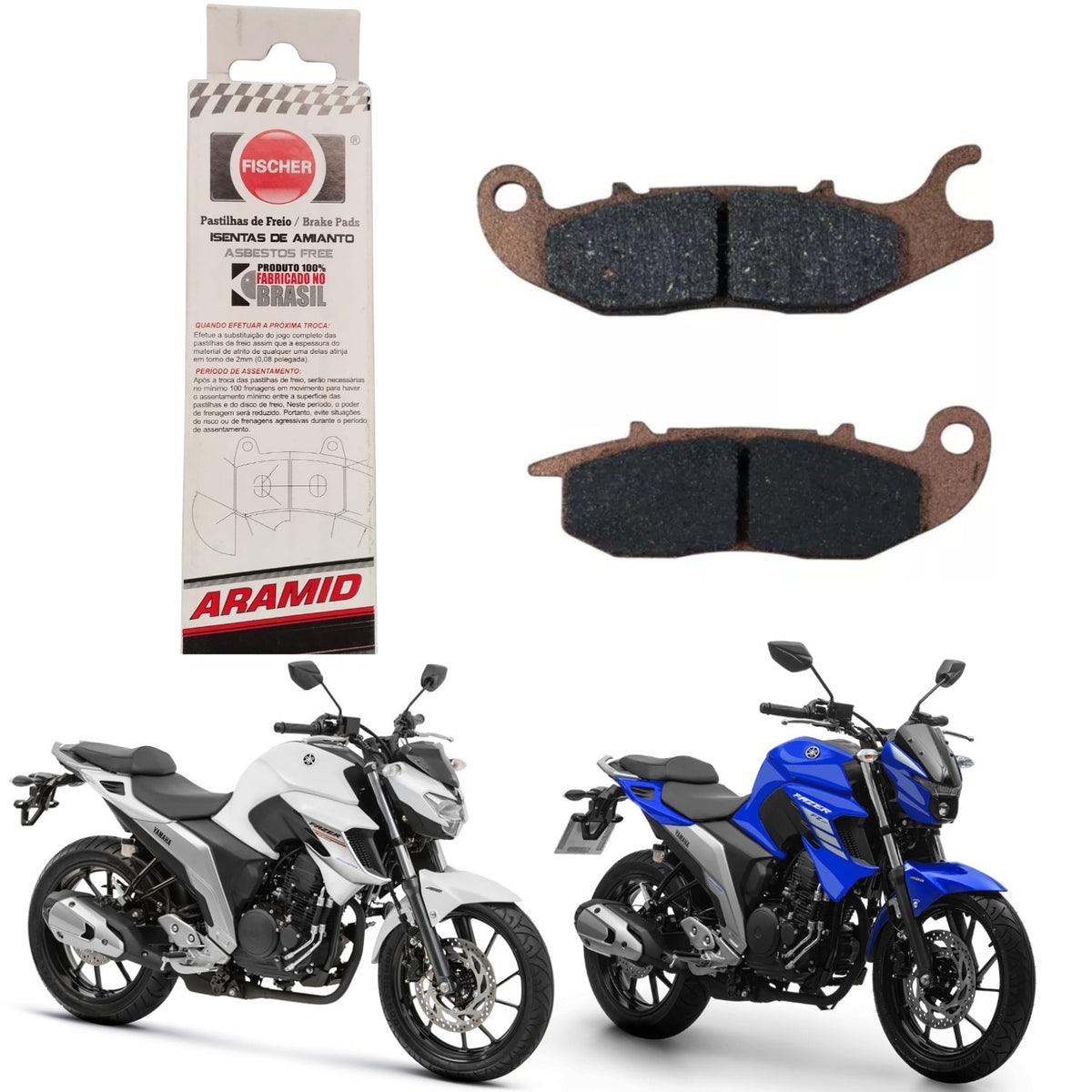 PASTILHA DE FREIO DIANTEIRA FISCHER ARAMID FAZER 250 / FZ25 / TITAN MIX 150 / FAN 160 / CBR R 125 150 / CBF 125 / MONKEY 125 / MSX 125