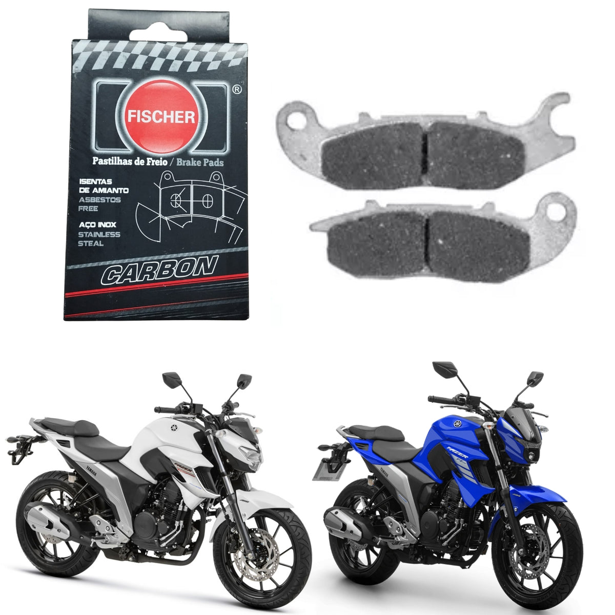 PASTILHA DE FREIO DIANTEIRA FISCHER CARBON FAZER 250 / FZ25 / TITAN MIX 150 / FAN 160 / CBR R 125 150 / CBF 125 / MONKEY 125 / MSX 125