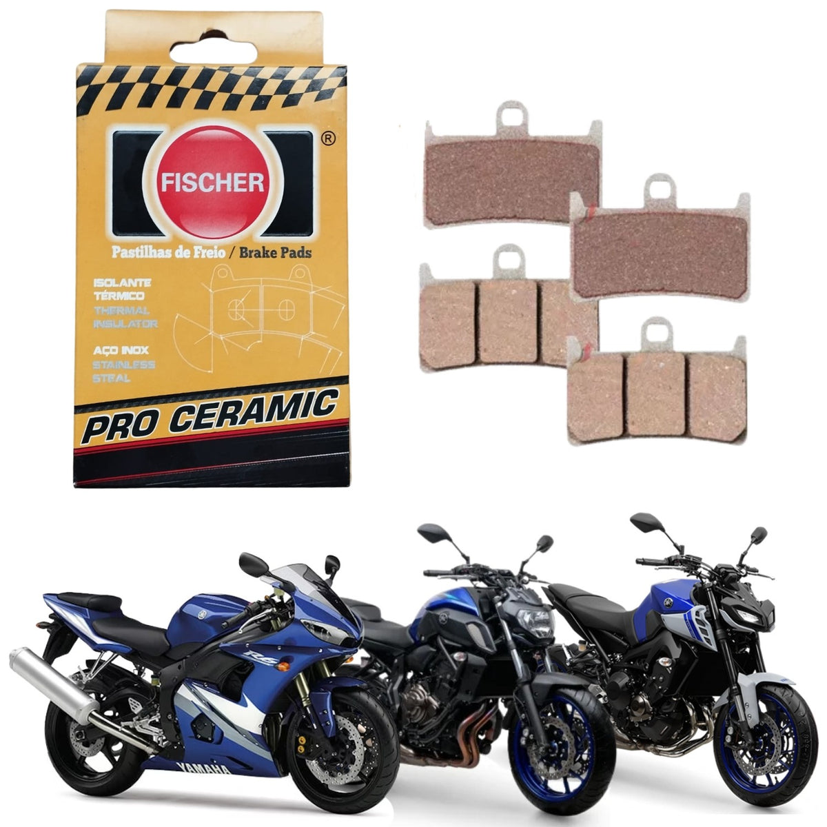 PASTILHA DE FREIO DIANTEIRA FISCHER PRO CERAMIC R6 / MT07 / MT09 / T-MAX / XJR R / FZ6 / FZS / TDM 900 SUPER TENERE