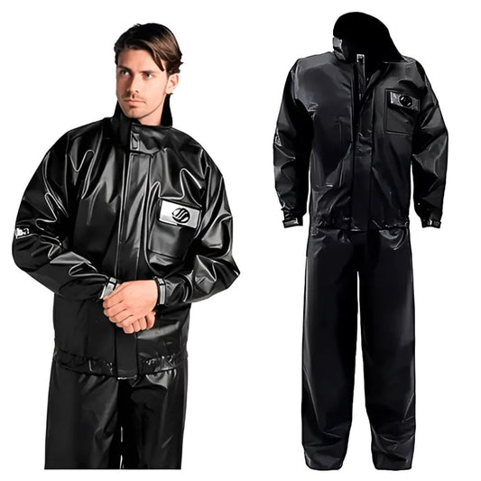 CONJUNTO CAPA DE CHUVA MASCULINO ALBA PVC EUROPA PRETO