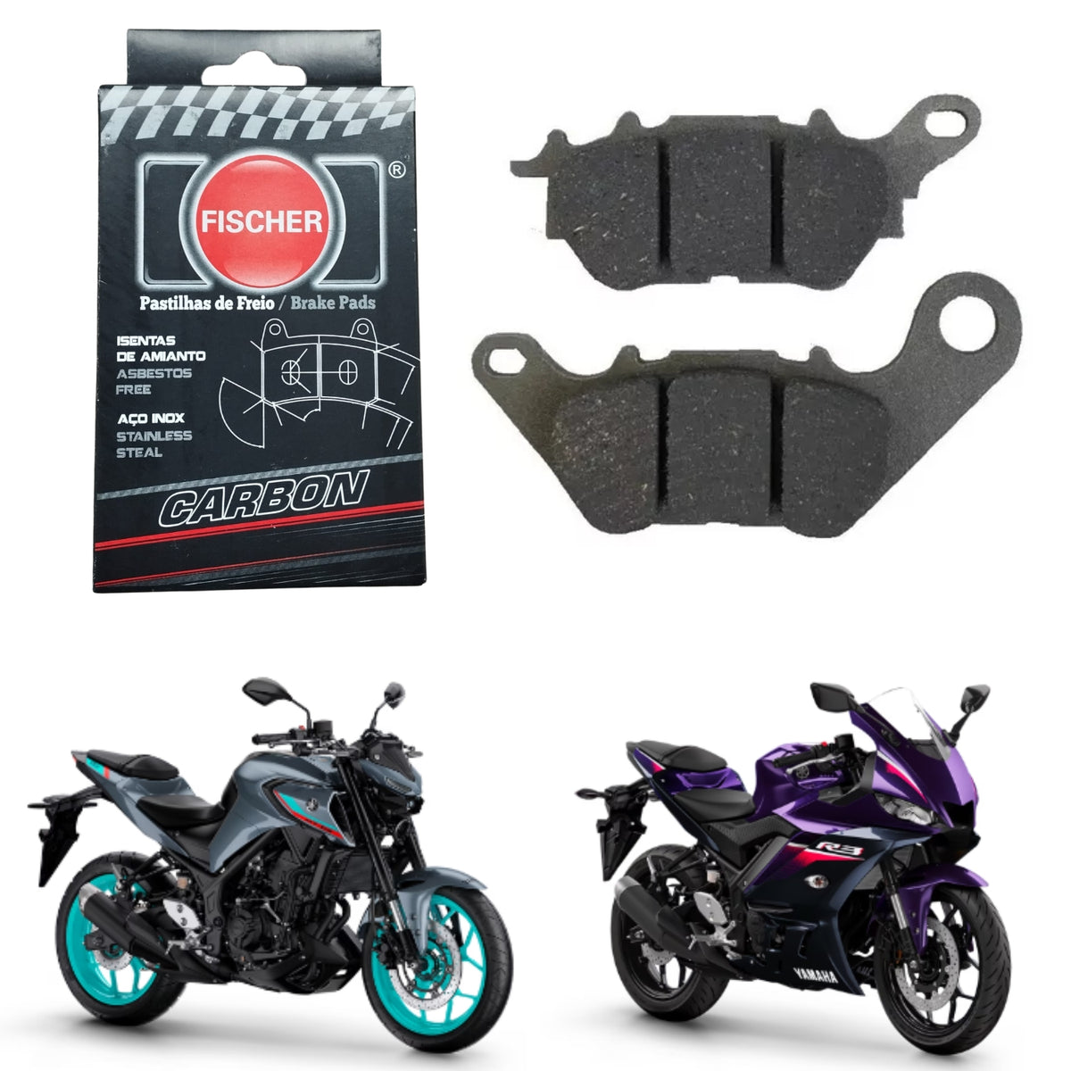 PASTILHA DE FREIO DIANTEIRA FISCHER CARBON MT03 YZF R3 2016-2025