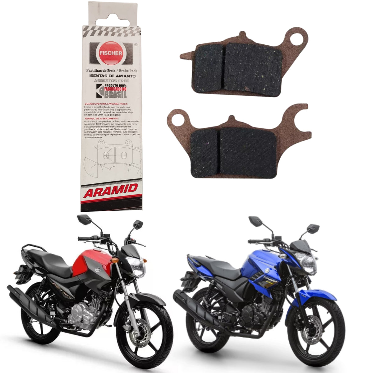 PASTILHA DE FREIO DIANTEIRA FISCHER ARAMID FACTOR 150 FAZER 150 2016-2025