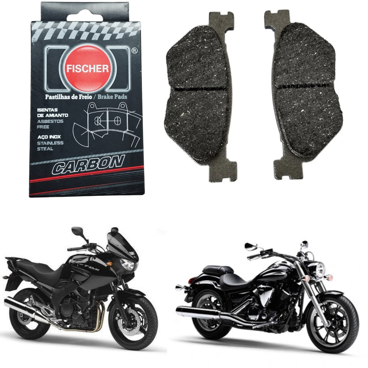 PASTILHA DE FREIO TRASEIRA FISCHER CARBON TDM 900 / XVS MIDNIGHT STAR 950 / SUPER TÉNÉRÉ 1200 / V-MAX 1700