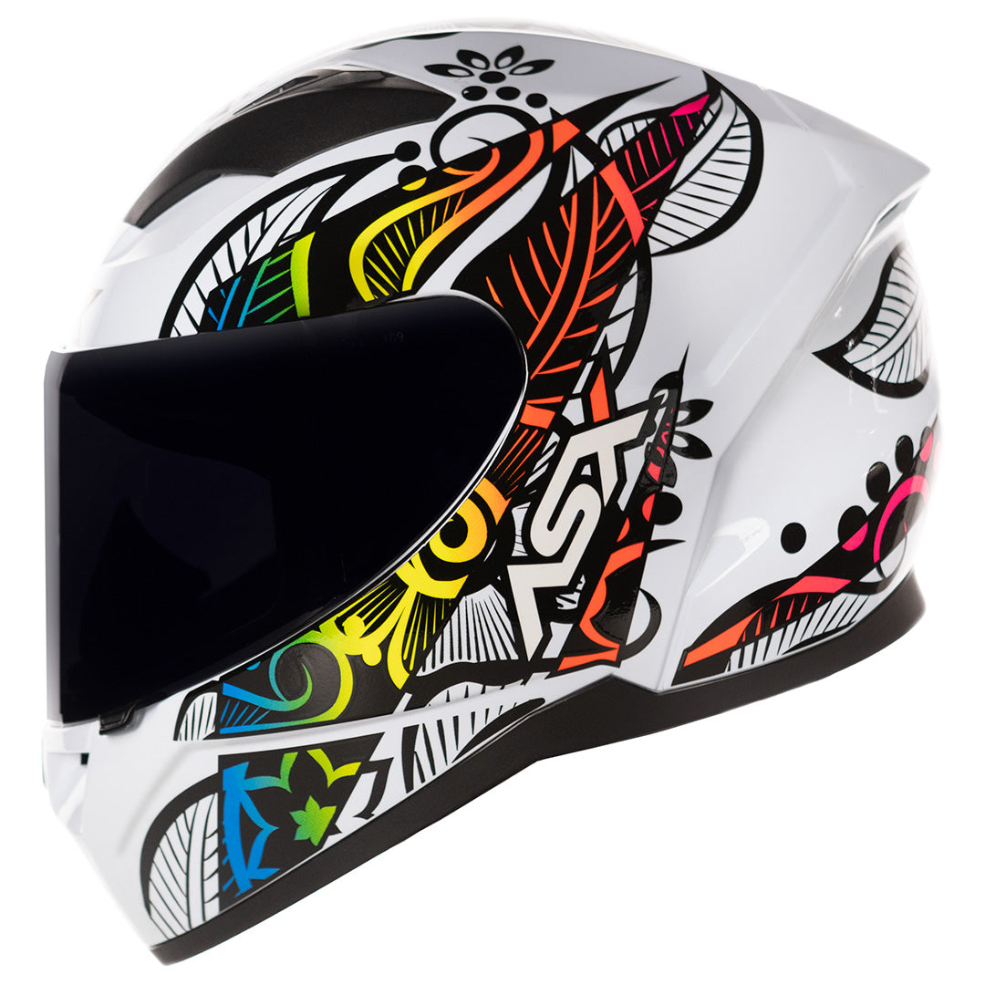 Capacete ASX City Flowers Brilho Branco/Preto Color