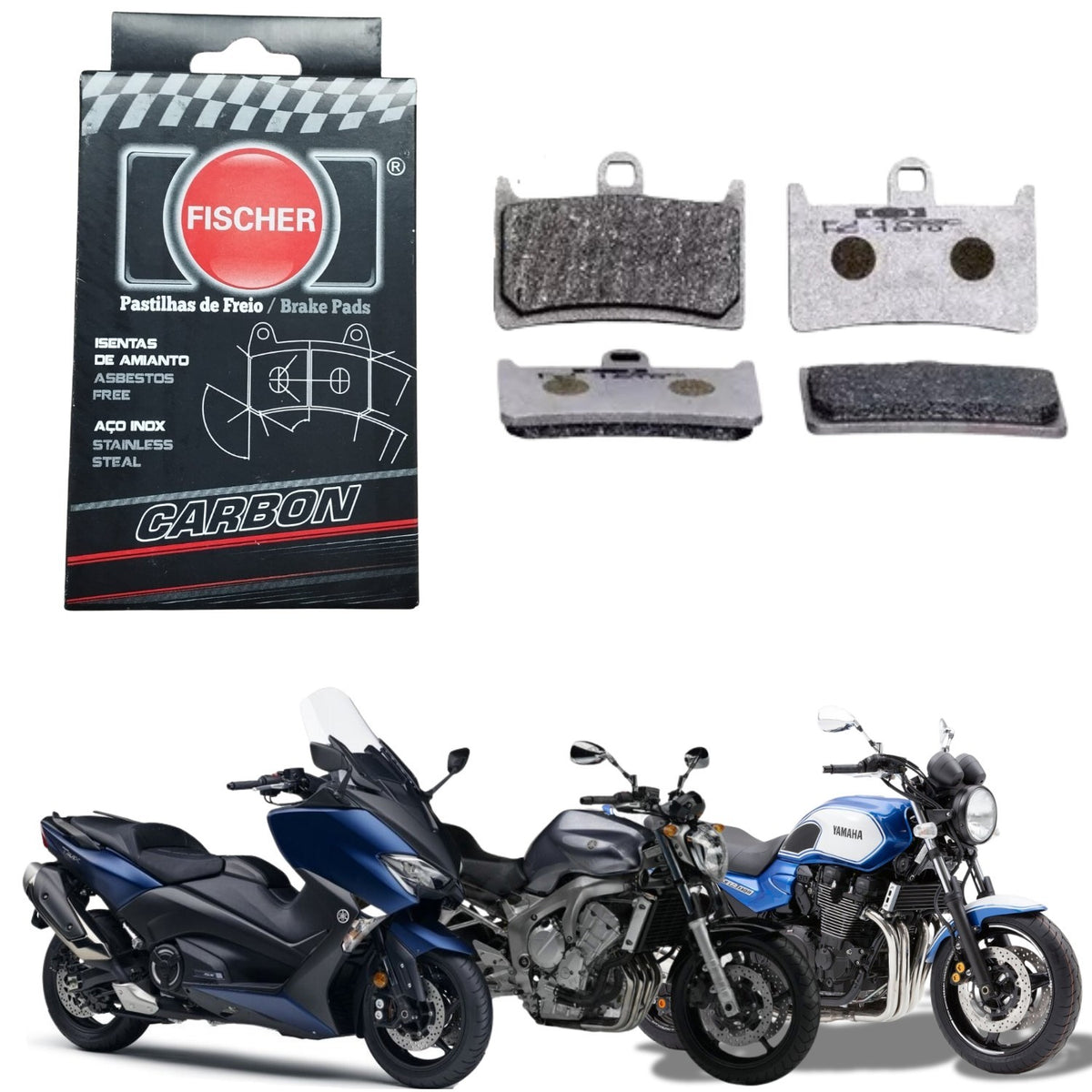 PASTILHA DE FREIO DIANTEIRA FISCHER CARBON R6 / MT07 / MT09 / T-MAX / XJR R / FZ6 / FZS / TDM 900 SUPER TENERE