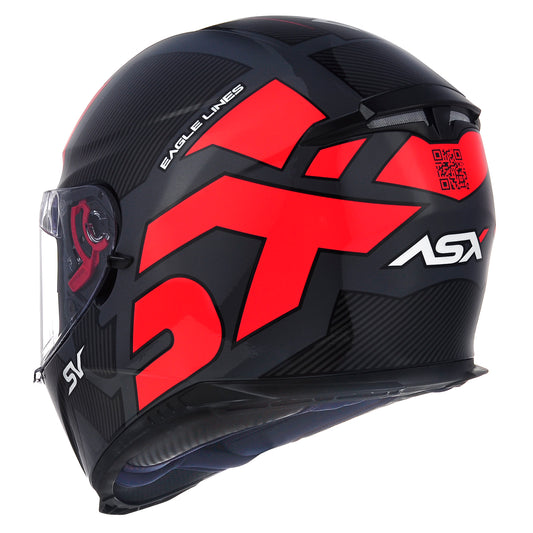Capacete ASX Eagles SV Lines Brilho Preto/Vermelho/Grafite