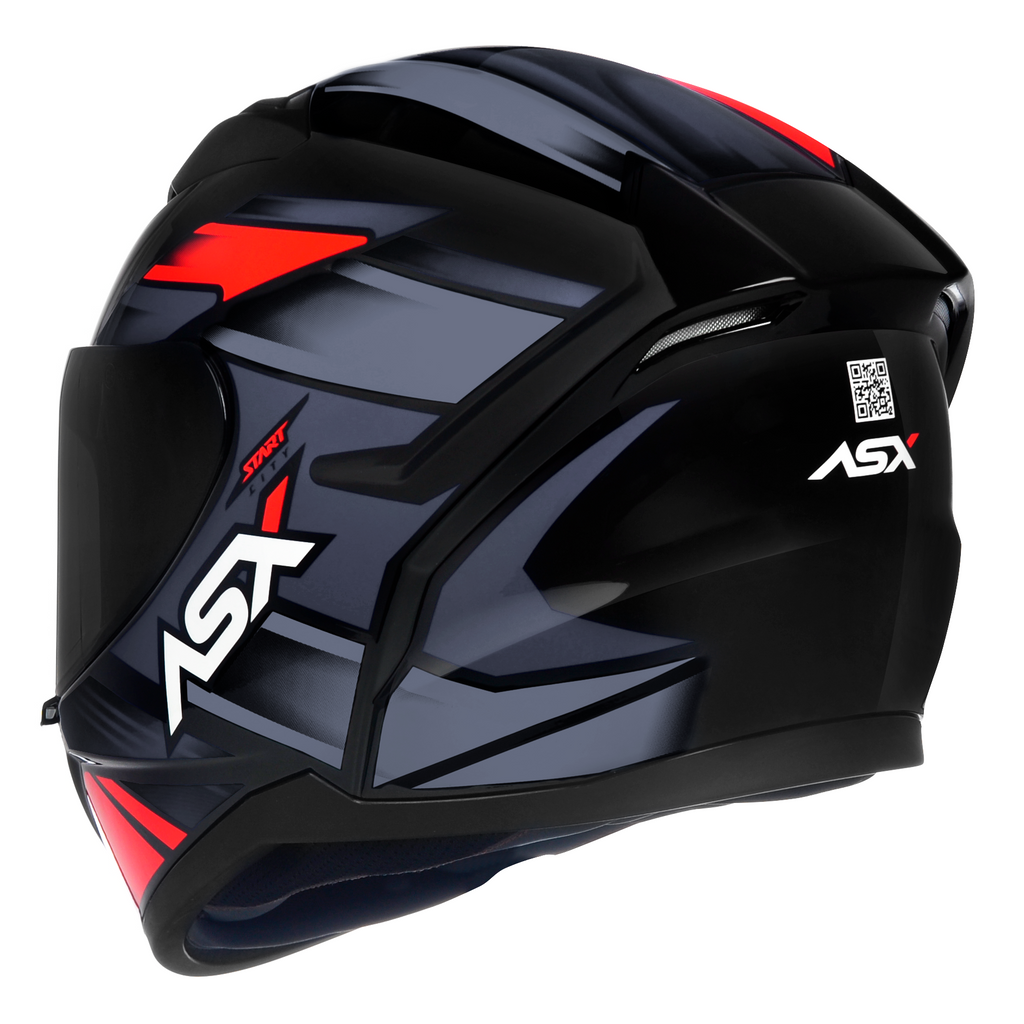 Capacete ASX City  Start Brilho Preto/Vermelho/Cinza
