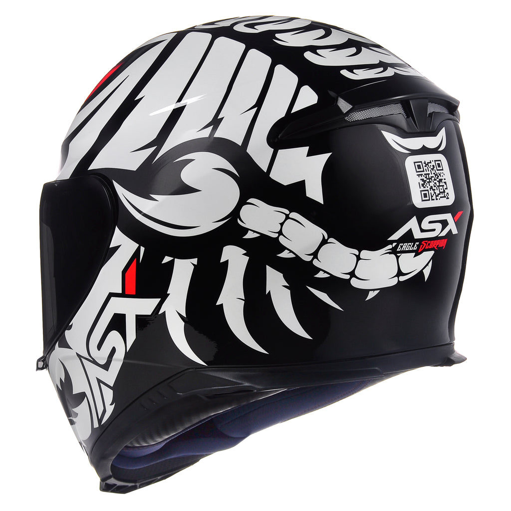 Capacete ASX Eagle Scorpion Brilho Preto/Branco/Vermelho