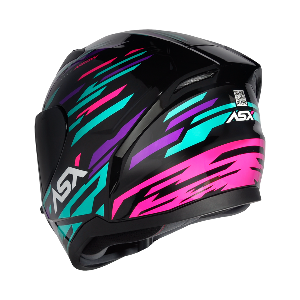 Capacete ASX City Arrow Brilho Preto/Tiffany/Roxo