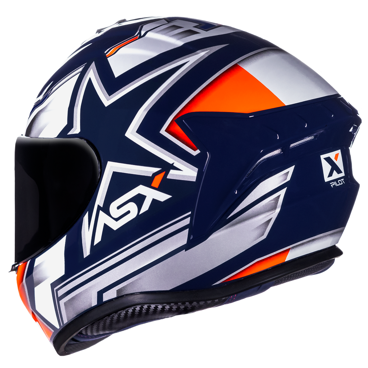 Capacete ASX draken Pilot Brilho Azul/Branco/Vermelho