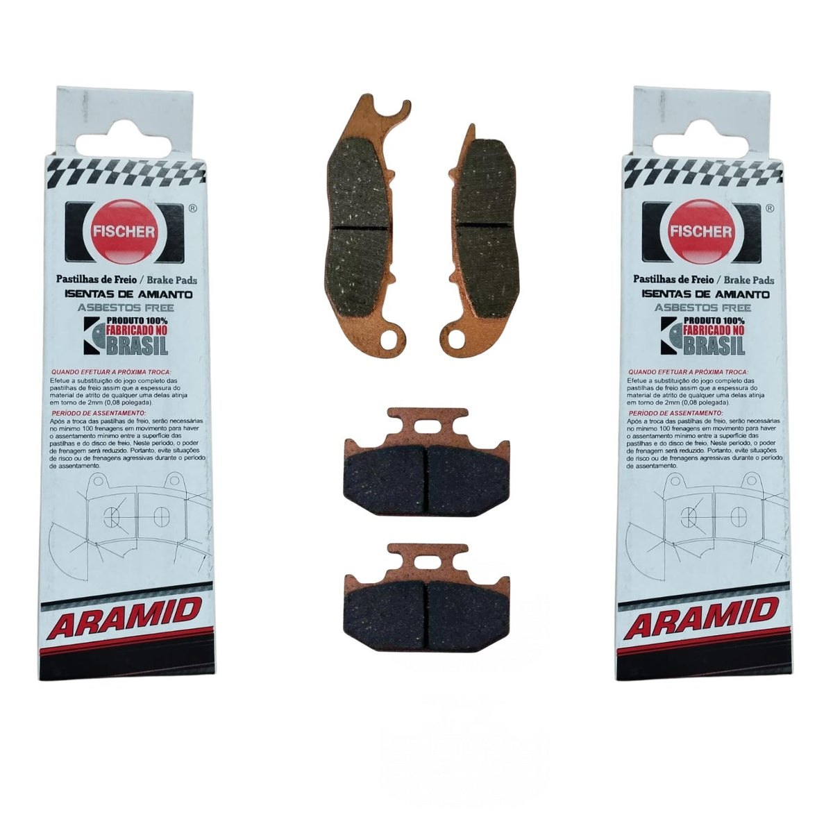 KIT PAR PASTILHA DE FREIO FISCHER TRASEIRA DIANTEIRA YS FAZER 250 FZ25 2016-2025
