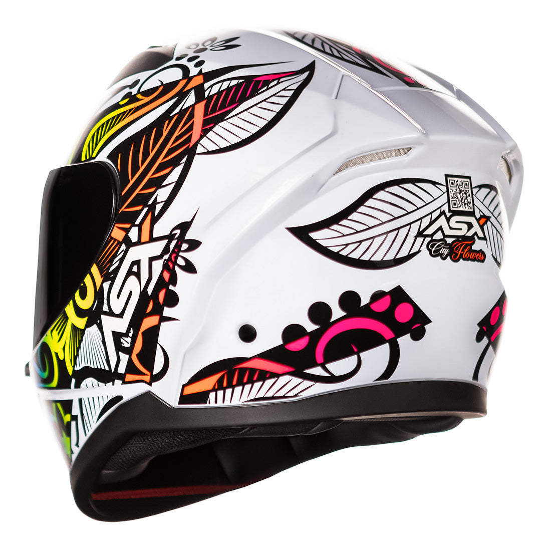 Capacete ASX City Flowers Brilho Branco/Preto Color