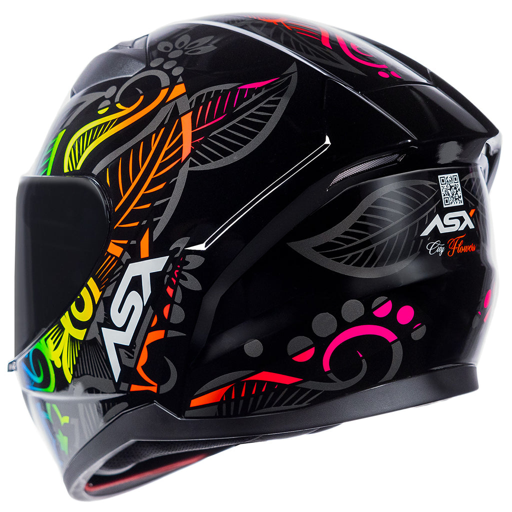 Capacete ASX City Flowers Brilho Preto Grafite Color