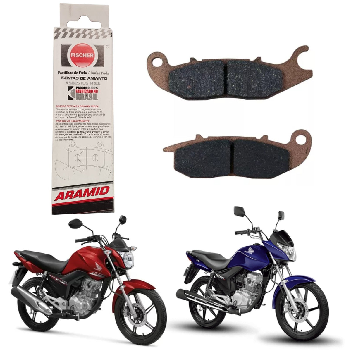 PASTILHA DE FREIO DIANTEIRA FISCHER ARAMID FAZER 250 / FZ25 / TITAN MIX 150 / FAN 160 / CBR R 125 150 / CBF 125 / MONKEY 125 / MSX 125