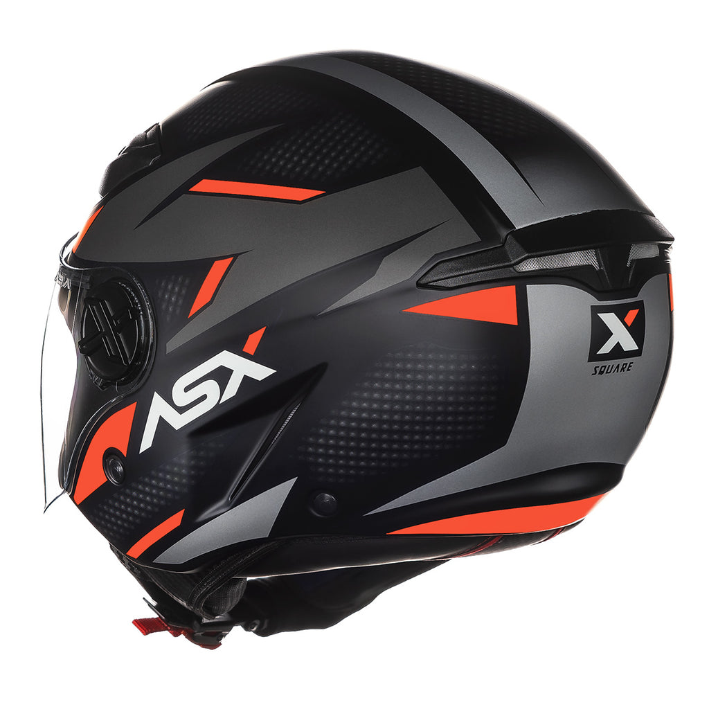 Capacete ASX City Air Square Fosco Preto Grafite Veremelho