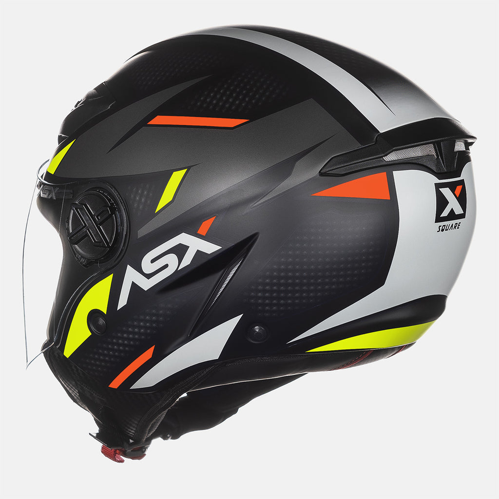 Capacete ASX City Air Square Fosco Preto/Grafite/Amarelo