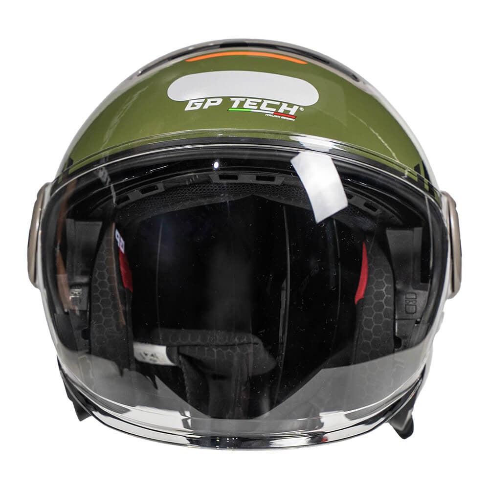 CAPACETE MOTO GP TECH ZOOM REVOLT ARMY C/ OCULOS VERDE