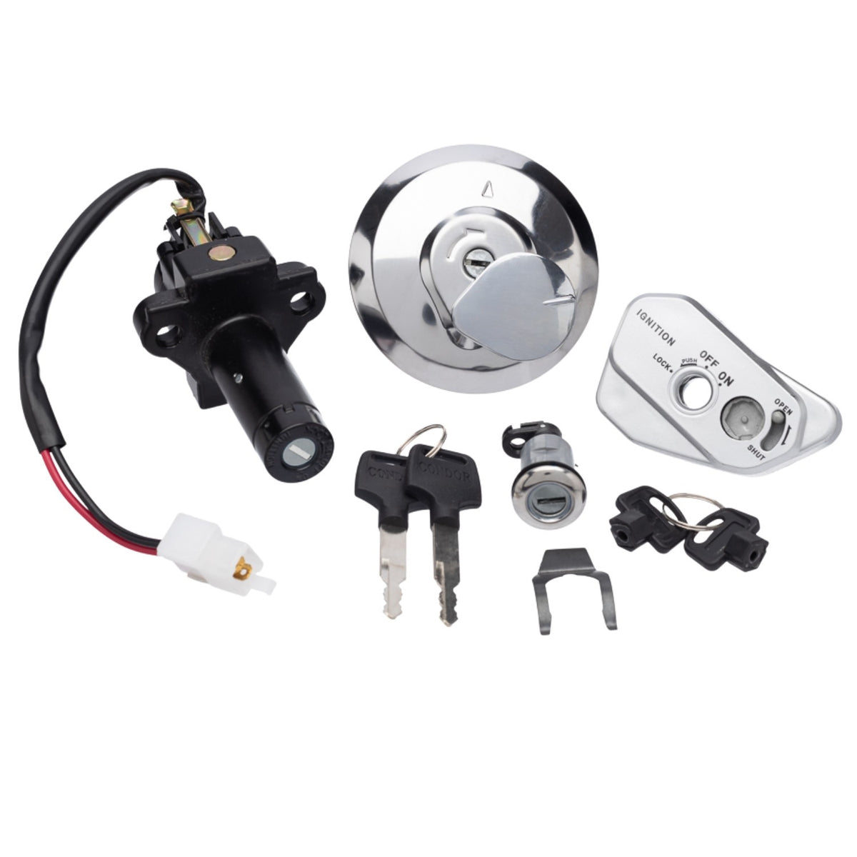 KIT CONJUNTO TRAVAS CHAVE IGNIÇÃO NX FALCON 400 2013 2014 2015