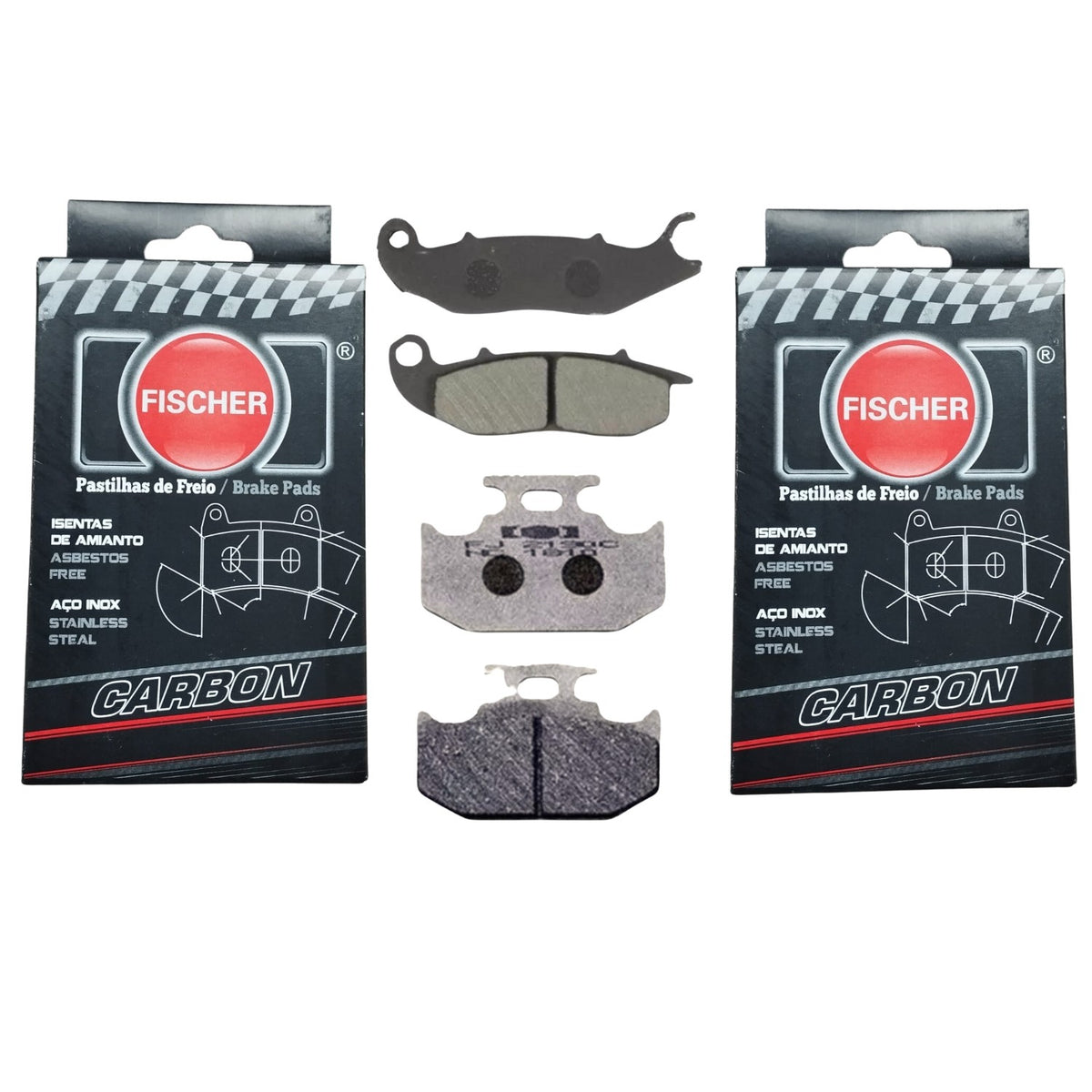 KIT PAR PASTILHA DE FREIO FISCHER CARBON TRASEIRA DIANTEIRA CROSSER 150 / LANDER 250 / TENERÉ 250 2015-2024