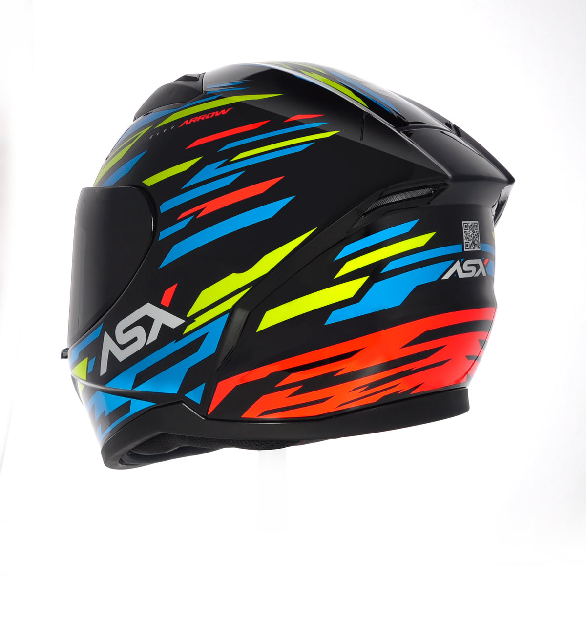 Capacete ASX City Arrow Brilho Preto/Azul/Amarelo