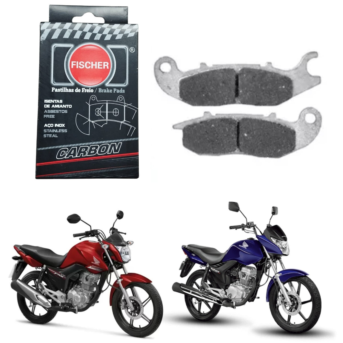 PASTILHA DE FREIO DIANTEIRA FISCHER CARBON FAZER 250 / FZ25 / TITAN MIX 150 / FAN 160 / CBR R 125 150 / CBF 125 / MONKEY 125 / MSX 125