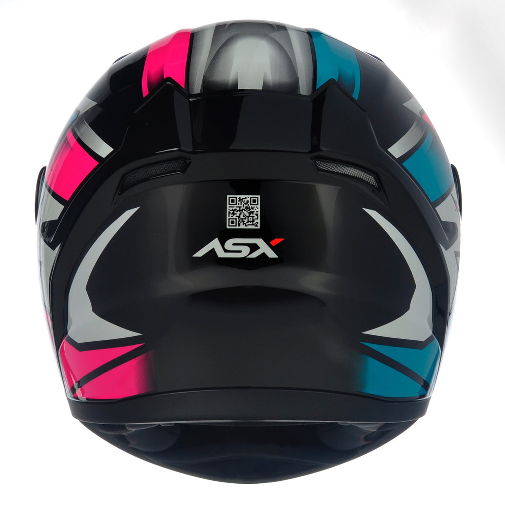 Capacete ASX City Start Brilho Preto/turquesa/rosa