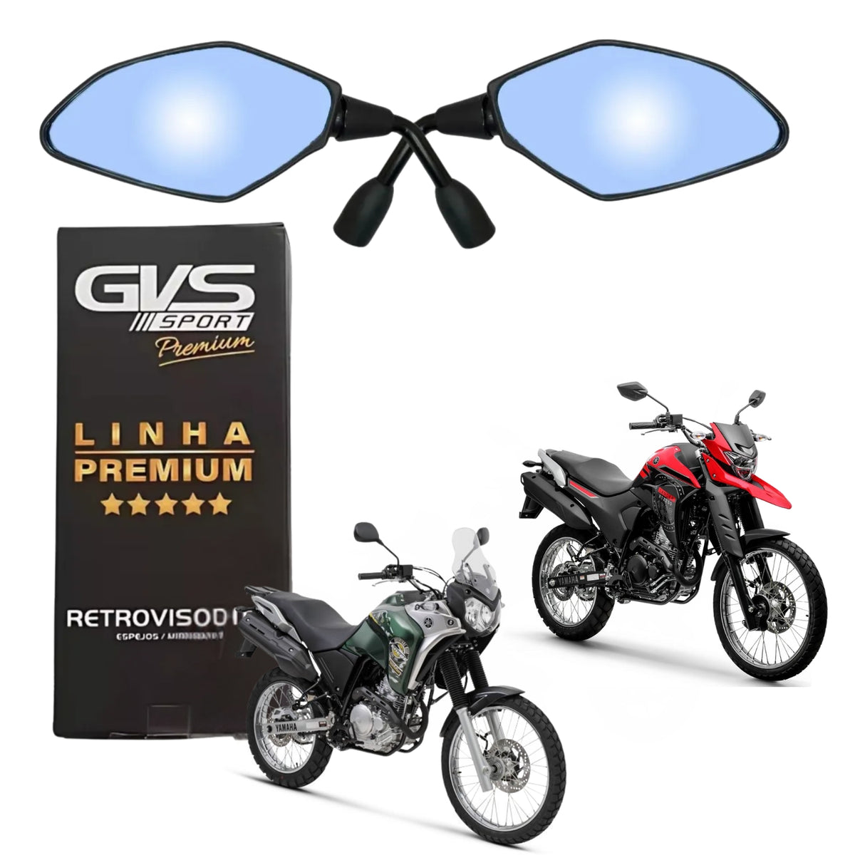 RETROVISOR GVS HASTE CURTA LENTE CONVEXA AZUL LANDER 250 / TENERE 250