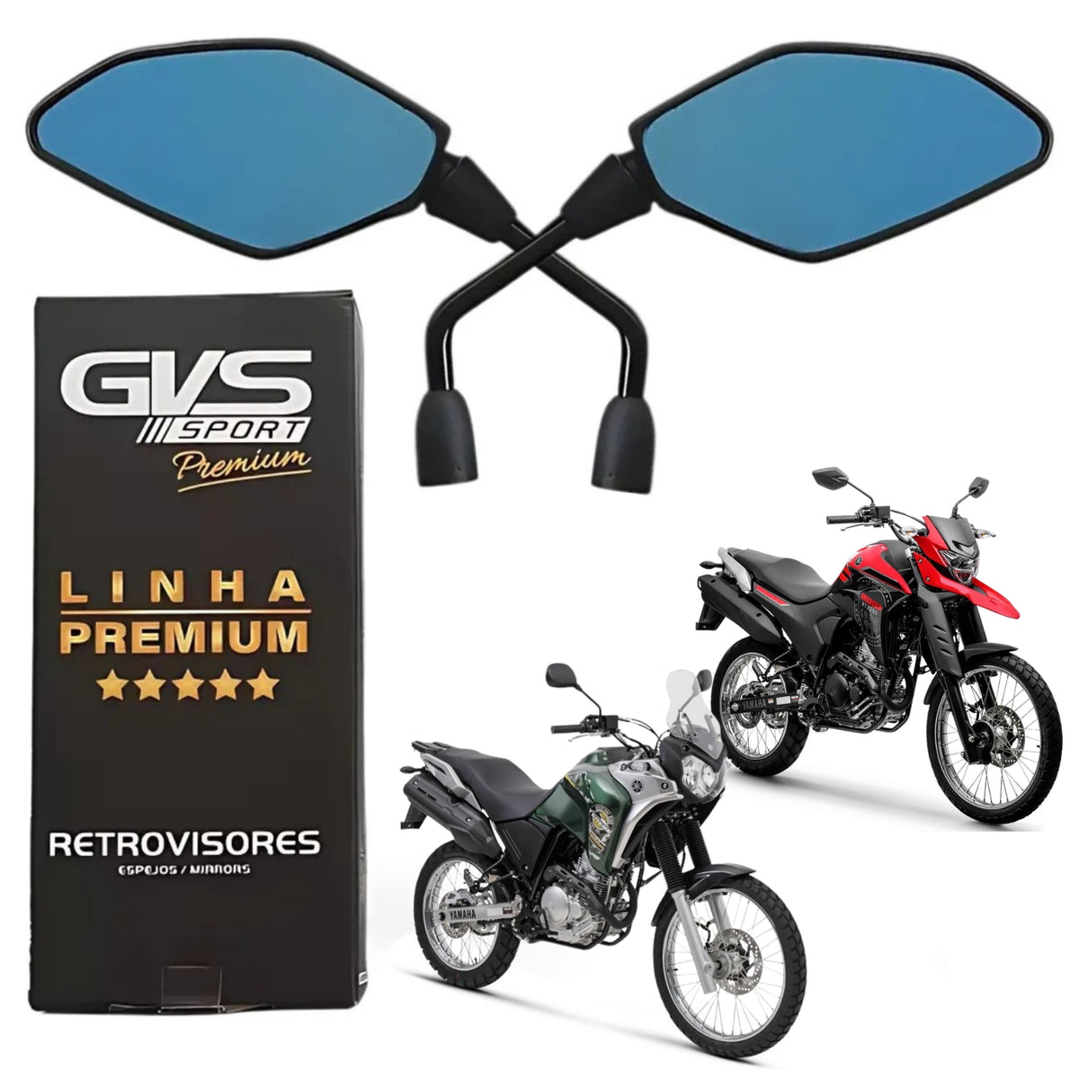 RETROVISOR GVS C/ GIRO 360 LENTE CONVEXA AZUL LANDER 250 / TENERE 250