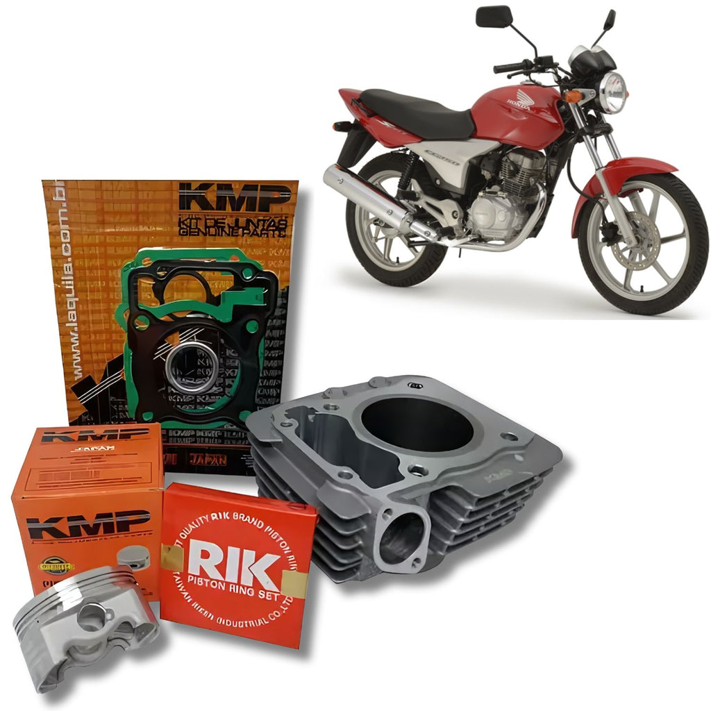 KIT PREMIUM COM CILINDRO PISTAO KMP HONDA CG 150CC PARA 220CC AUMENTO CILINDRADA