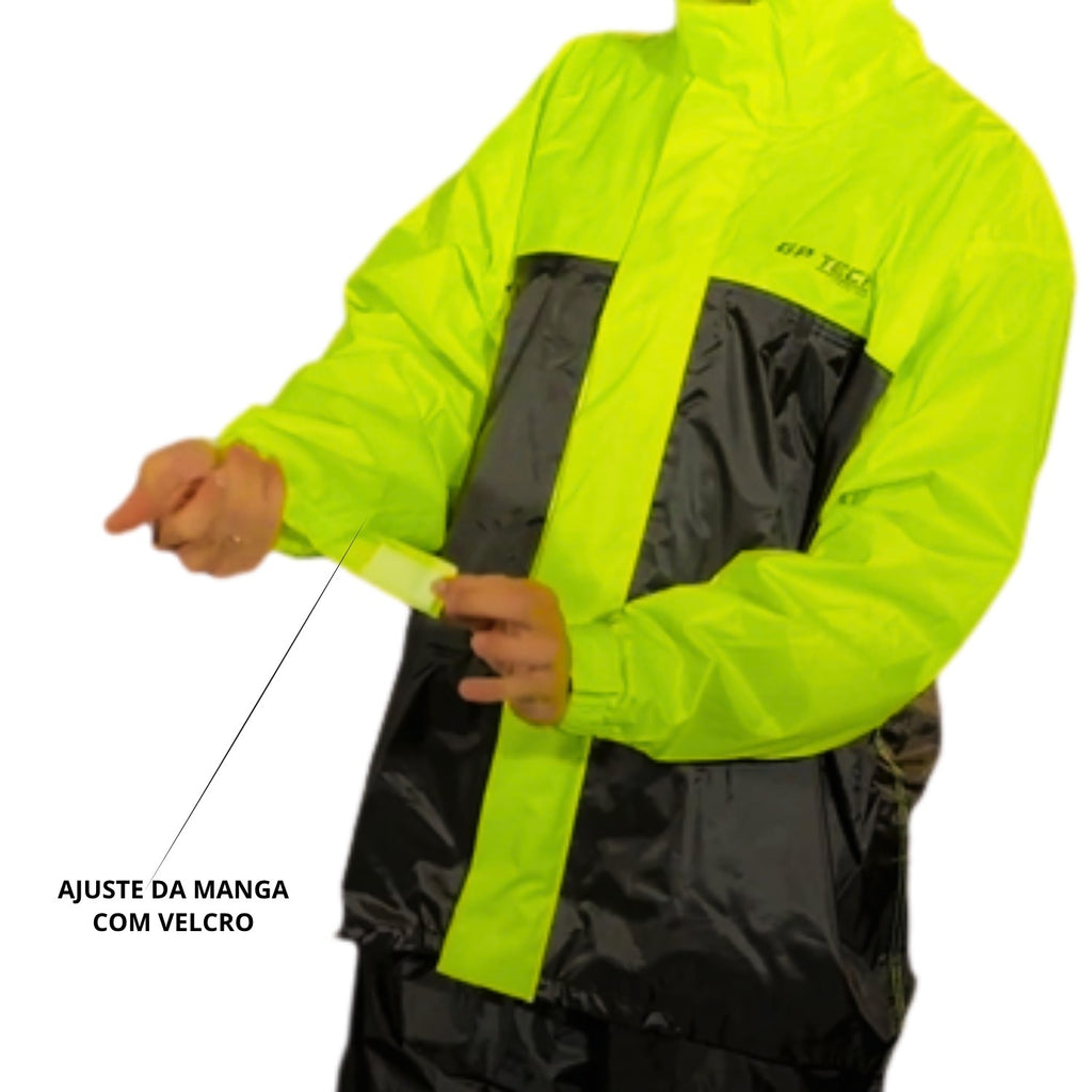 CONJUNTO CAPA CHUVA GP TECH SIENA NYLON PREMIUM PRETO AMARELO