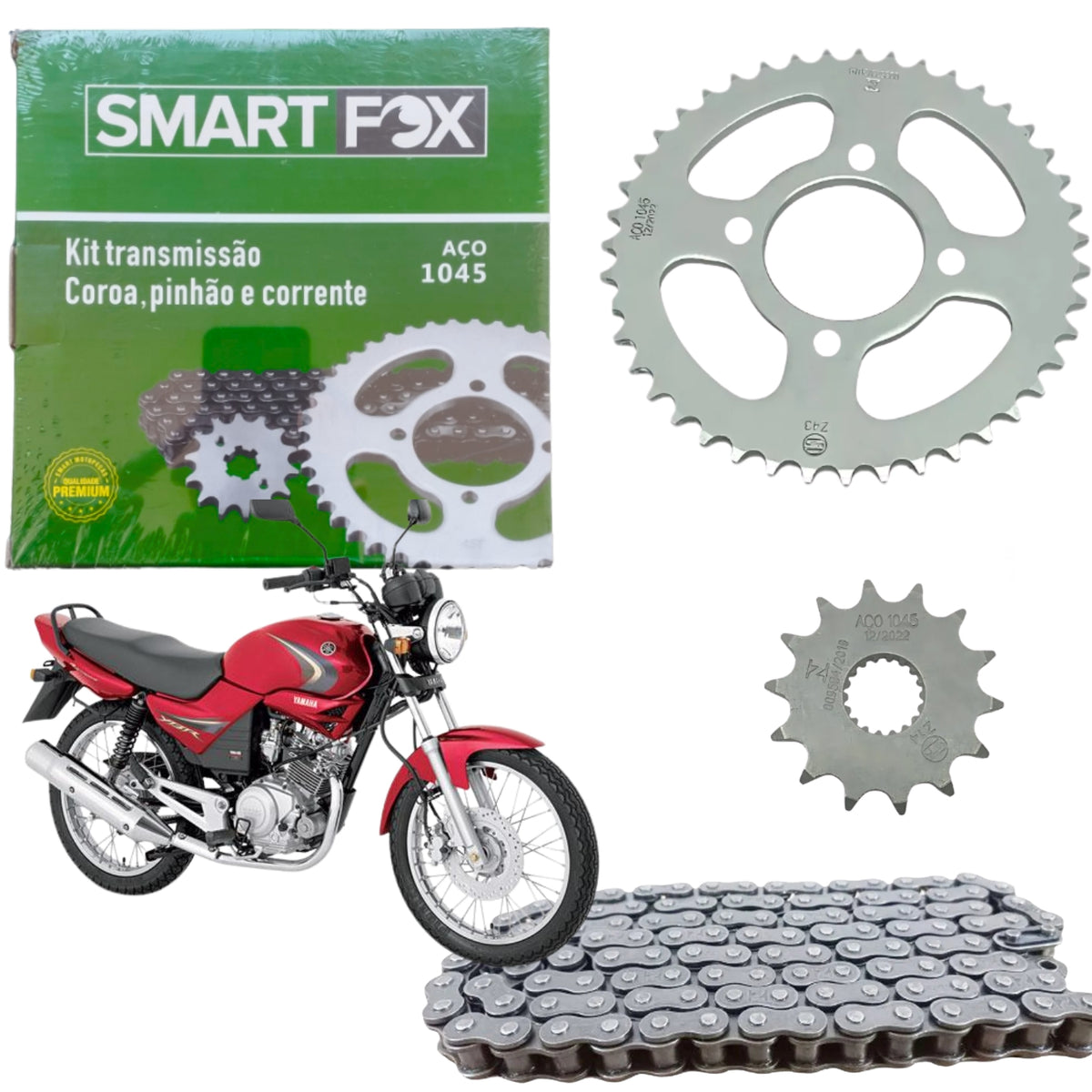 Kit Relação Corrente Coroa Pinhão Ybr 125 2000 2001 2002