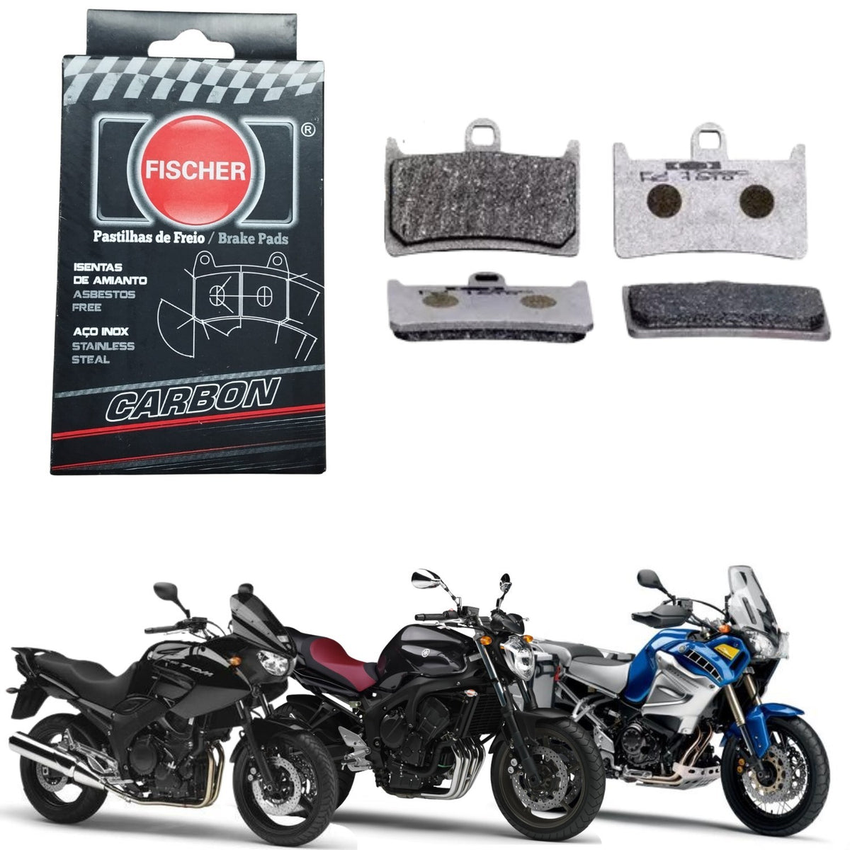 PASTILHA DE FREIO DIANTEIRA FISCHER CARBON R6 / MT07 / MT09 / T-MAX / XJR R / FZ6 / FZS / TDM 900 SUPER TENERE