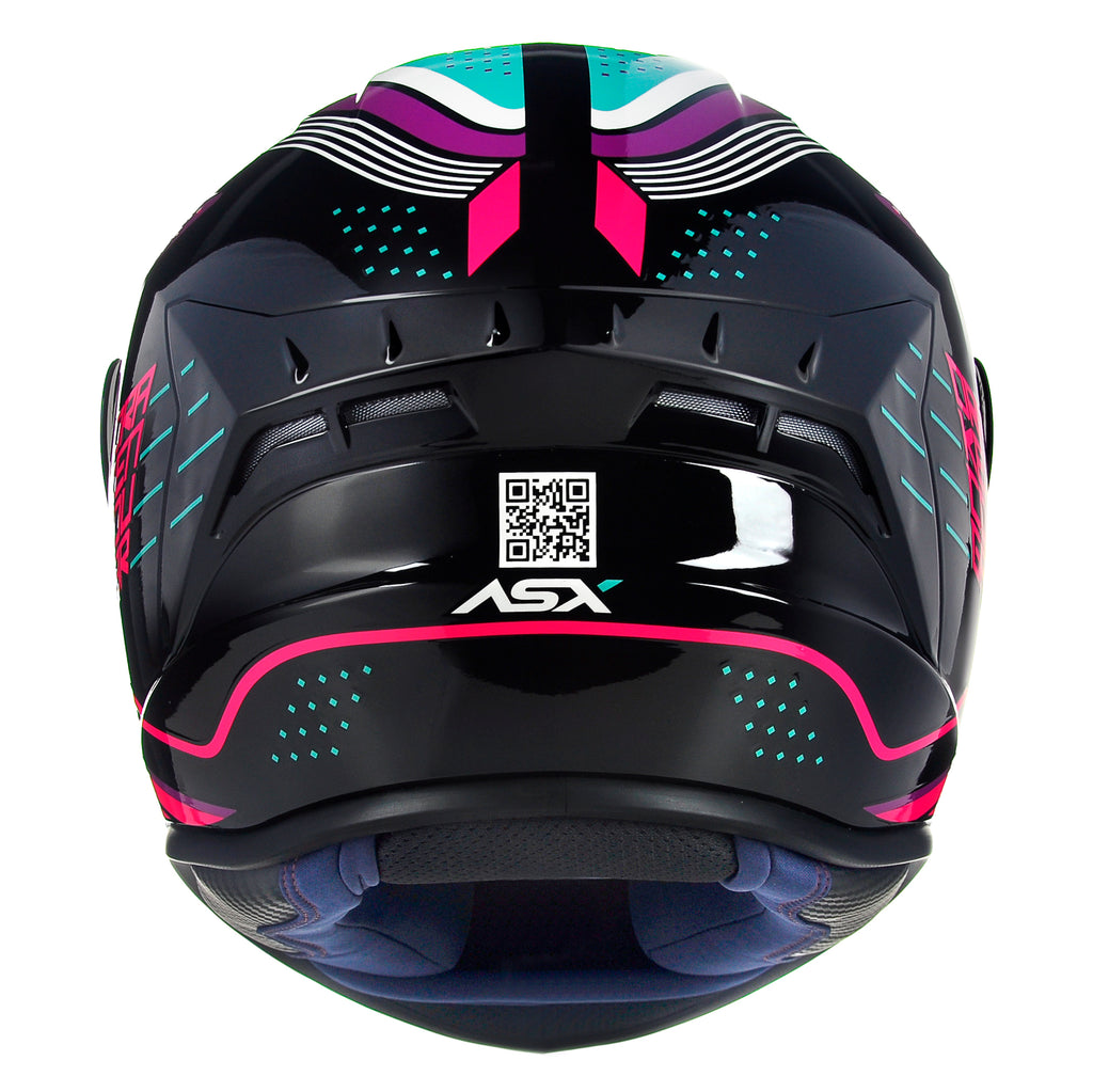 Capacete ASX draken Cougar Brilho Preto/Rosa/Tiffany