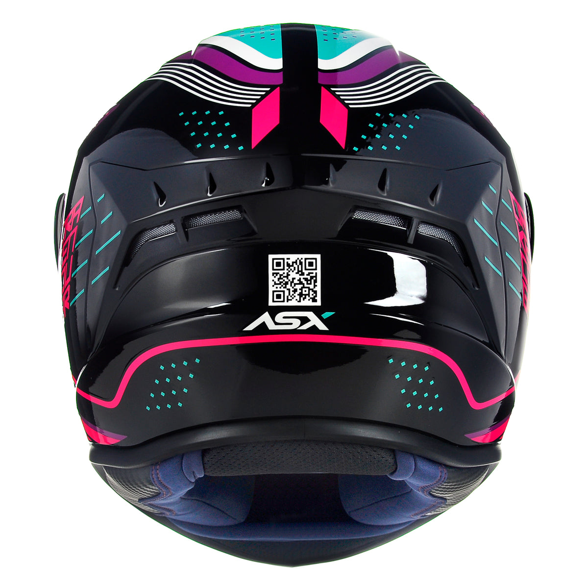Capacete ASX draken Cougar Brilho Preto/Rosa/Tiffany