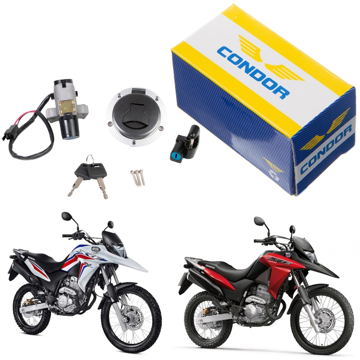 KIT CONJUNTO TRAVAS CHAVE IGNIÇÃO XRE 300 2016 2017 2018