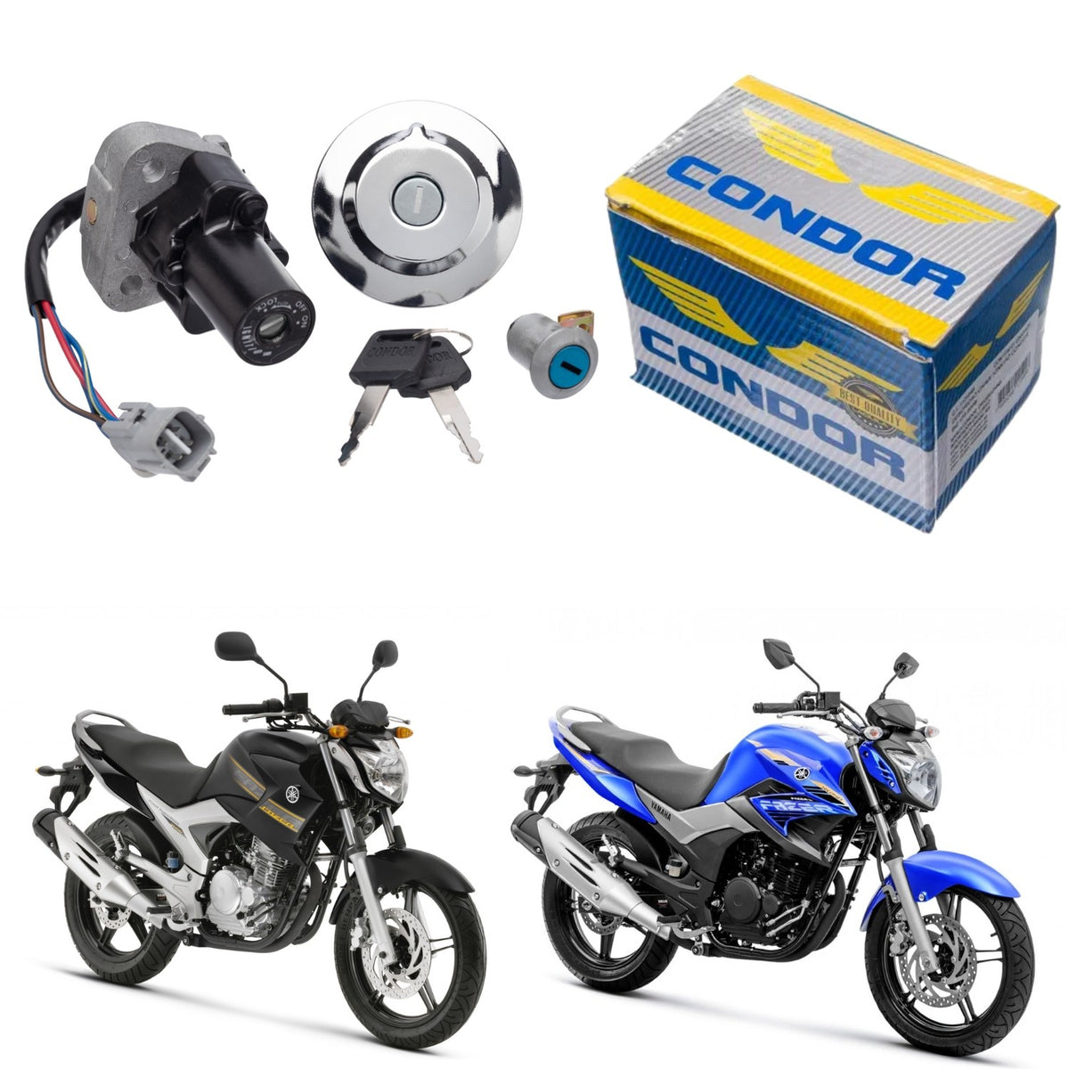 KIT CONJUNTO TRAVAS CHAVE IGNIÇÃO FAZER 250 2011-2015