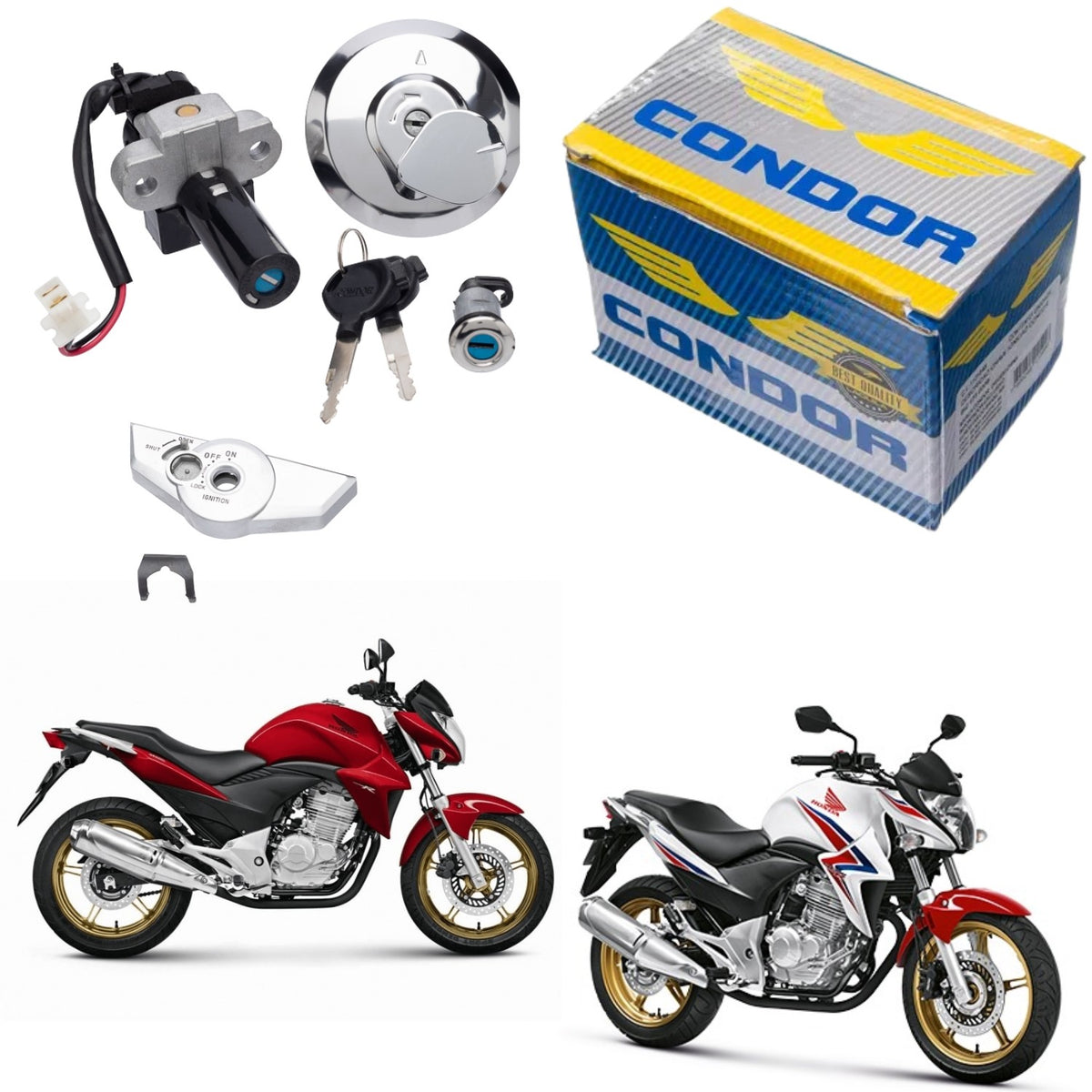 KIT CONJUNTO TRAVAS CHAVE IGNIÇÃO CB 300R 2009-2015