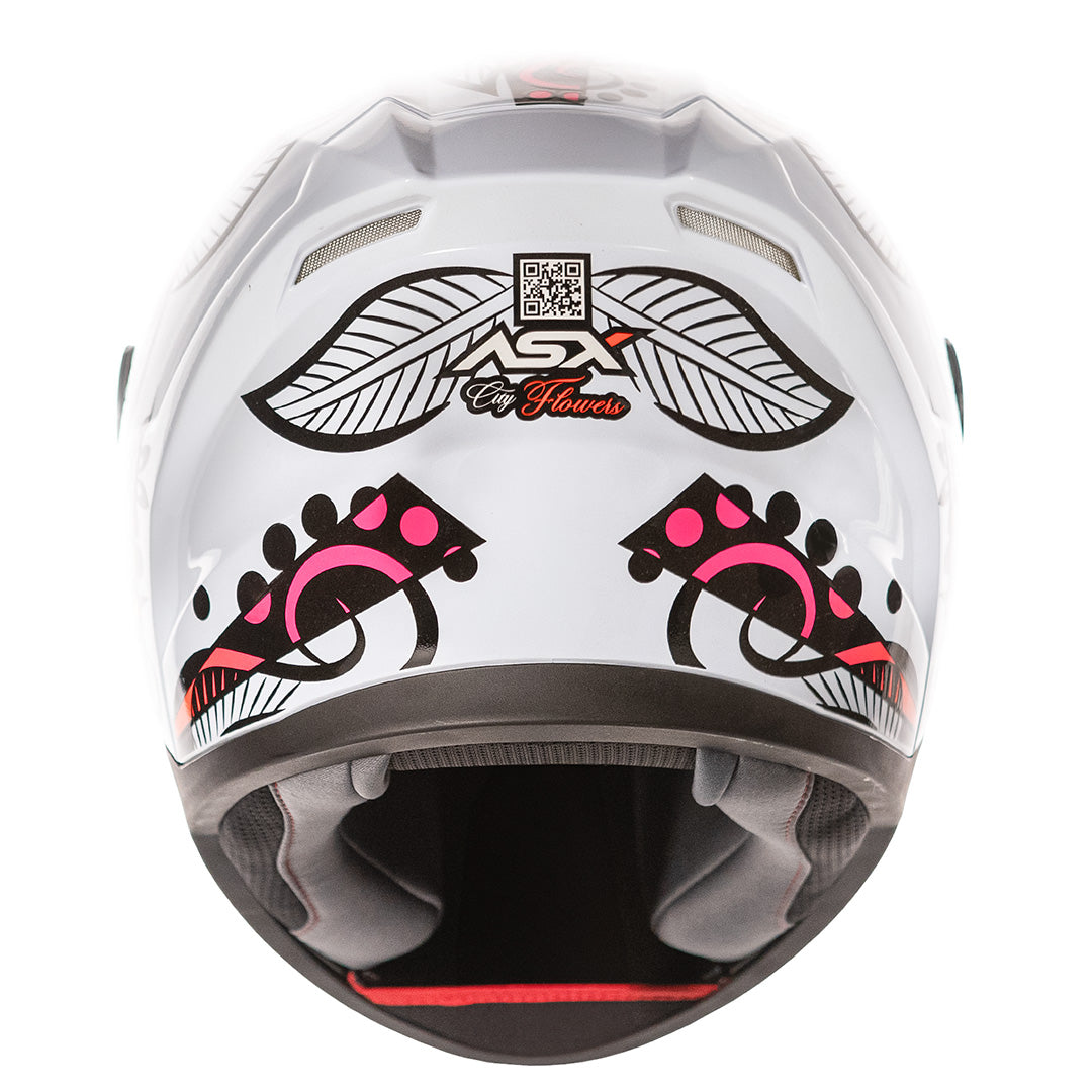 Capacete ASX City Flowers Brilho Branco/Preto Color
