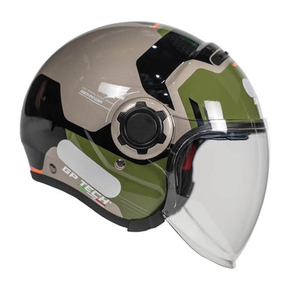 CAPACETE MOTO GP TECH ZOOM REVOLT ARMY C/ OCULOS VERDE