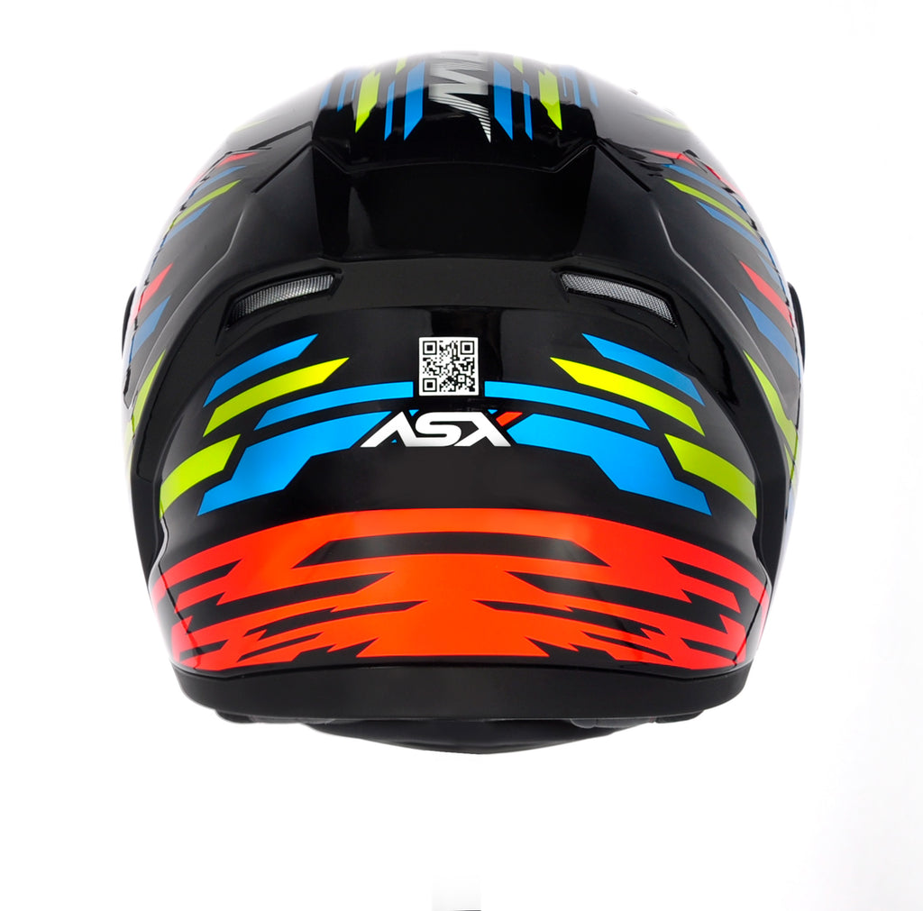 Capacete ASX City Arrow Brilho Preto/Azul/Amarelo