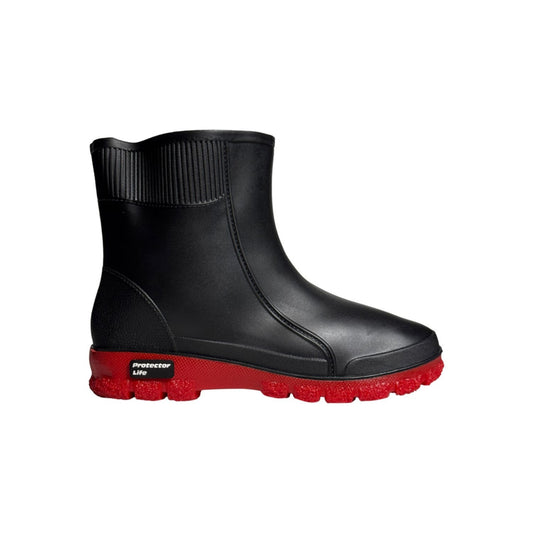 Bota de Chuva Protector Life Cano Medio Preto Vermelho