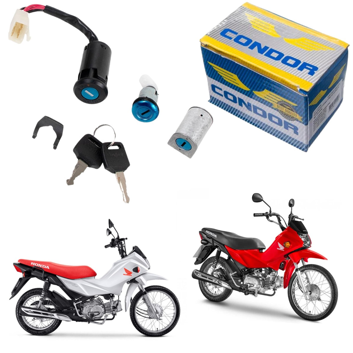 KIT CONJUNTO TRAVAS CHAVE IGNIÇÃO POP 100i 2016-2019