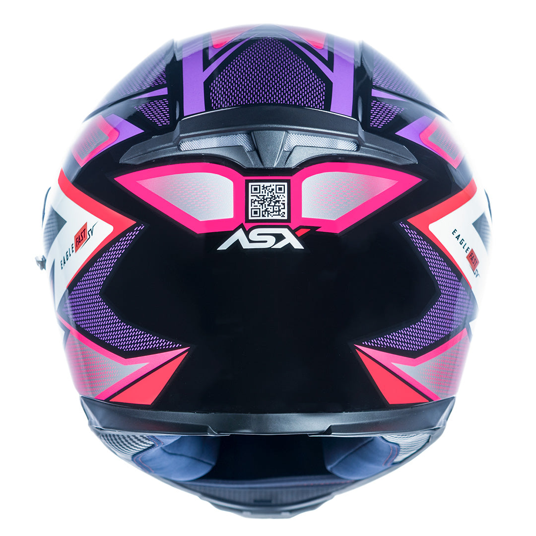 Capacete ASX Eagle SV Fast Brilho Preto Lilás Rosa