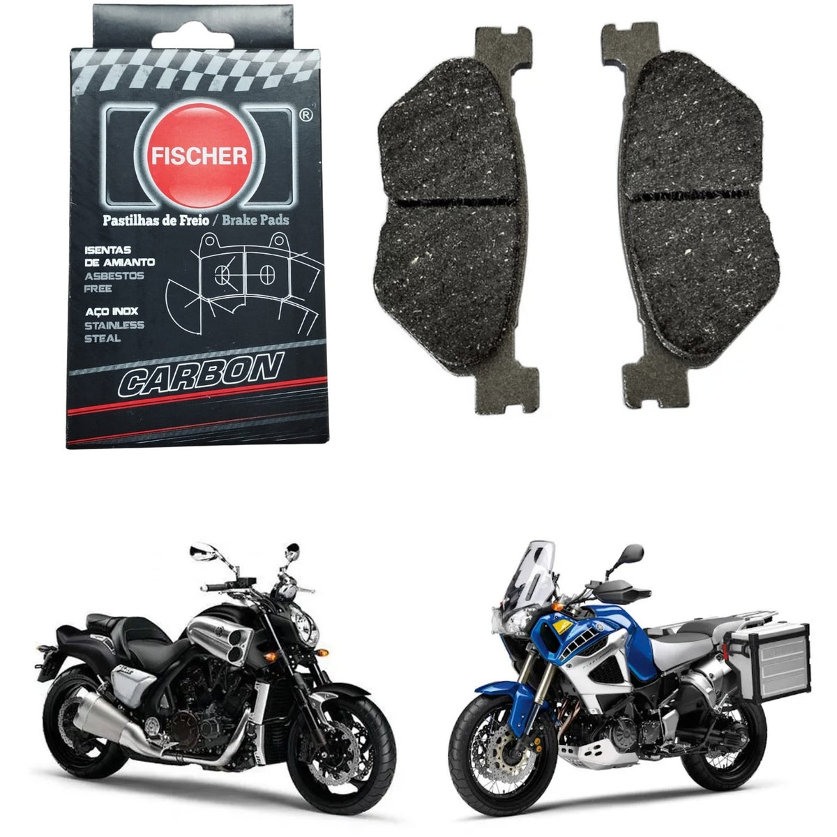 PASTILHA DE FREIO TRASEIRA FISCHER CARBON TDM 900 / XVS MIDNIGHT STAR 950 / SUPER TÉNÉRÉ 1200 / V-MAX 1700