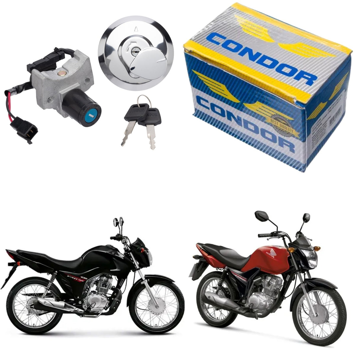 KIT CONJUNTO TRAVAS CHAVE IGNIÇÃO CG FAN 125 2014 2015