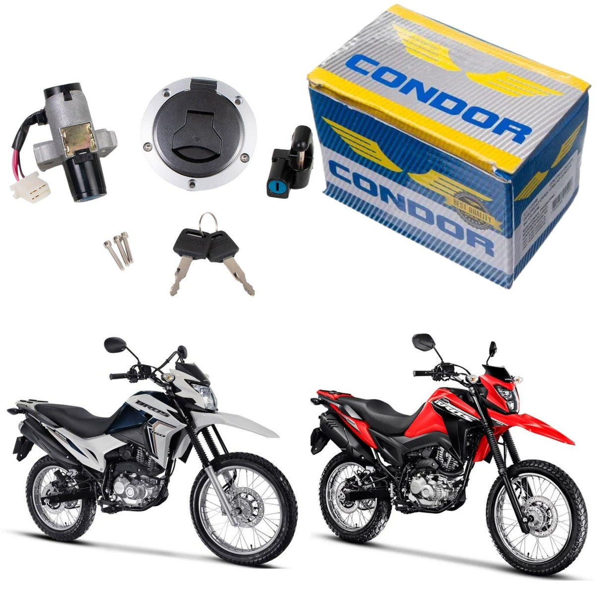 KIT CONJUNTO TRAVAS CHAVE IGNIÇÃO BROS 160 2018-2024