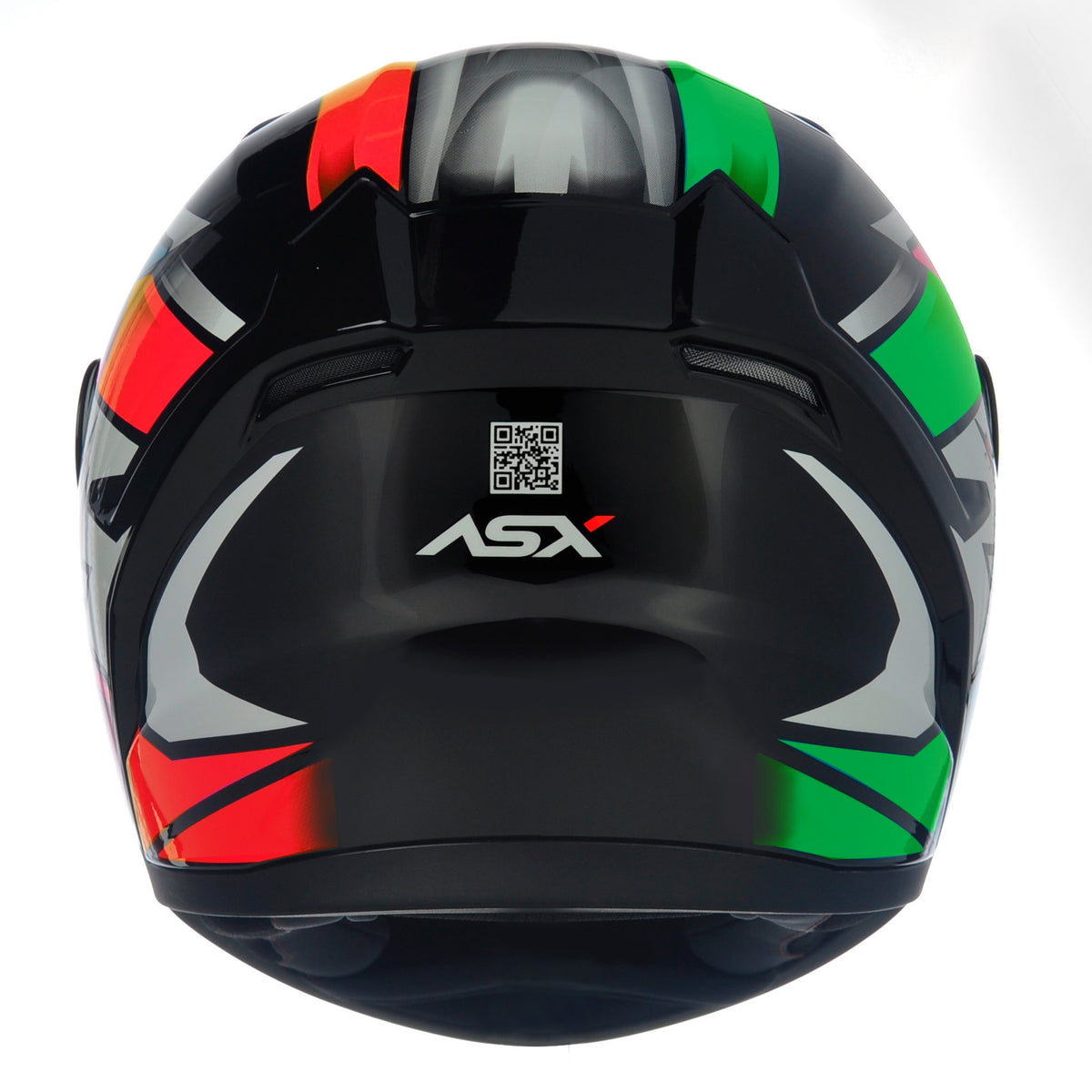 Capacete ASX City  Start Brilho Preto/Vermelho/Verde
