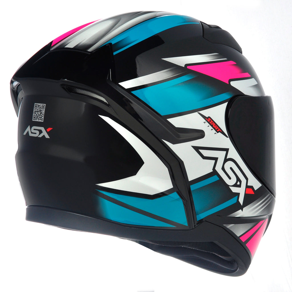 Capacete ASX City Start Brilho Preto/turquesa/rosa