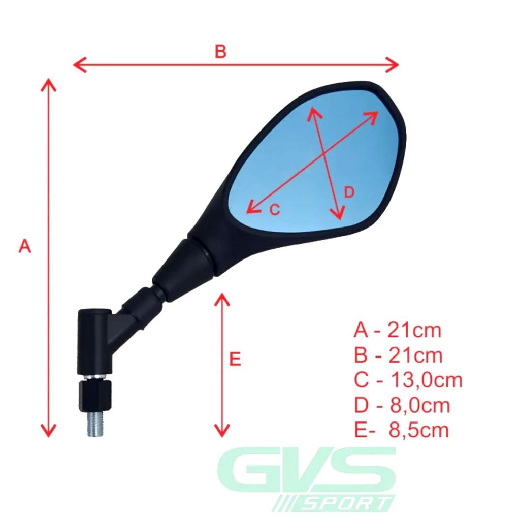 RETROVISOR GVS C/ GIRO 360 LENTE CONVEXA MT03 MT07 MT09